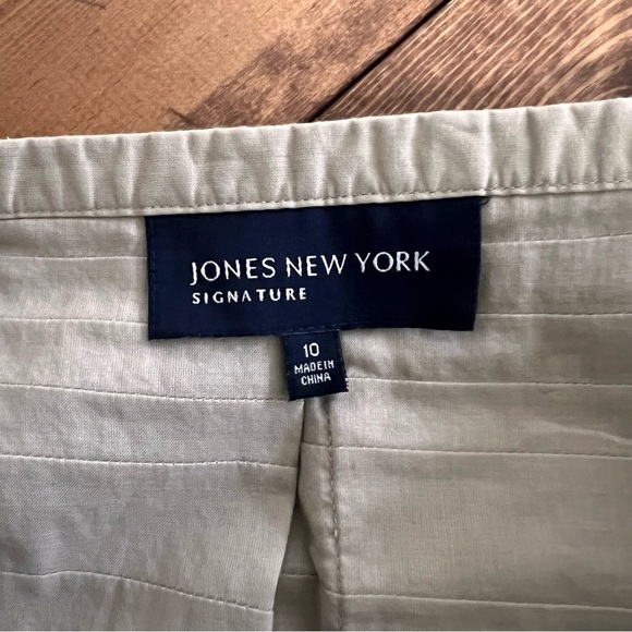 Jones New York Signature Pleated A-line Skirt Tan Size 10 100% Cotton - Picture 10 of 12